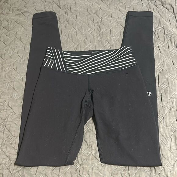 lululemon athletica Pants - Lululemon wide waistband black leggings size 2